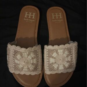 Haute Hippie Beige Crochet Sandals